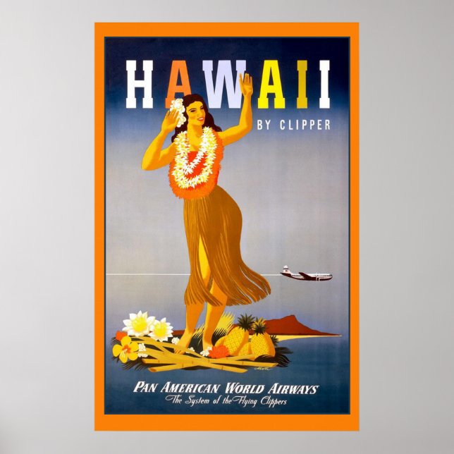 Hawaii par Clipper Poster Vintage voyage (Devant)