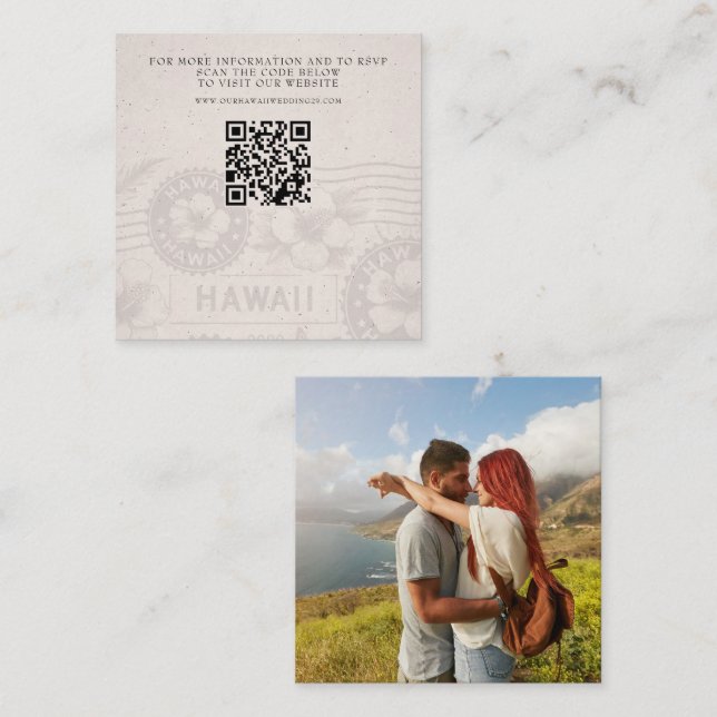 Hawaii Passport Wedding QR Begleitkarte (Vorne/Hinten)