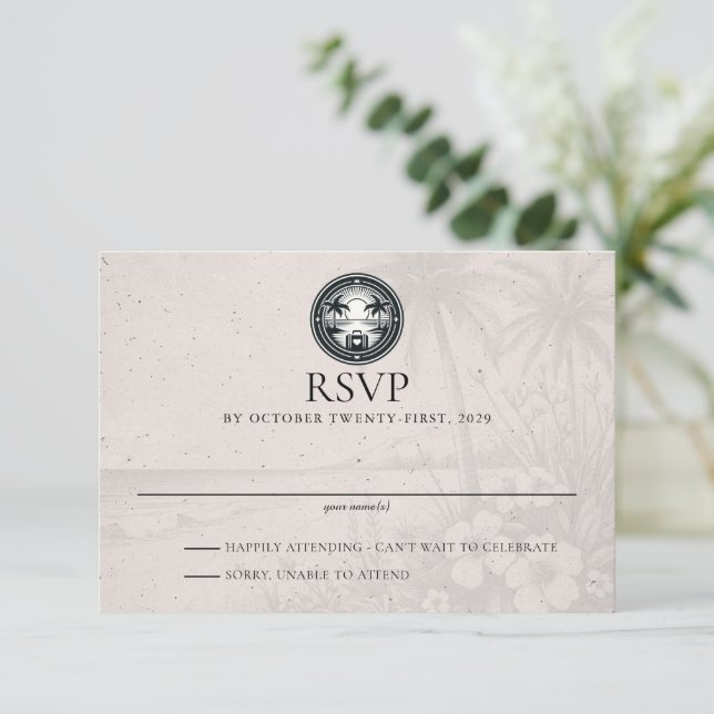 Hawaii Passport Wedding RSVP Karte (Stehend Vorderseite)