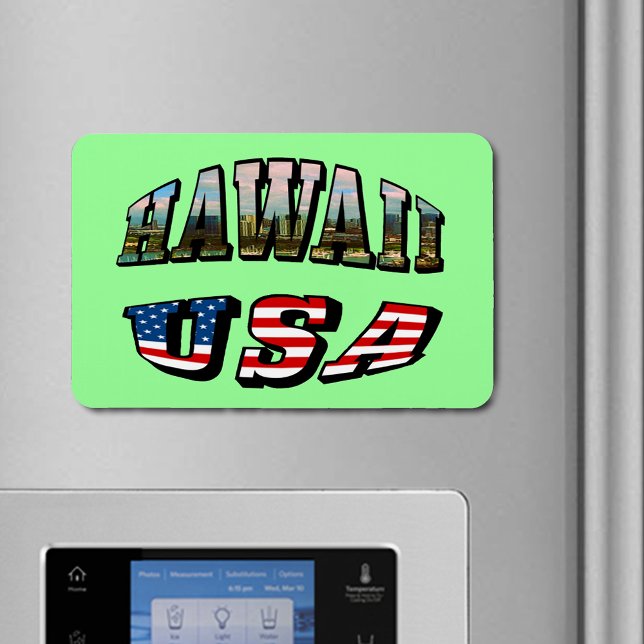 Hawaii Picture and USA Magnet (Hawaii Picture and USA Flag Text Flexible Magnet)
