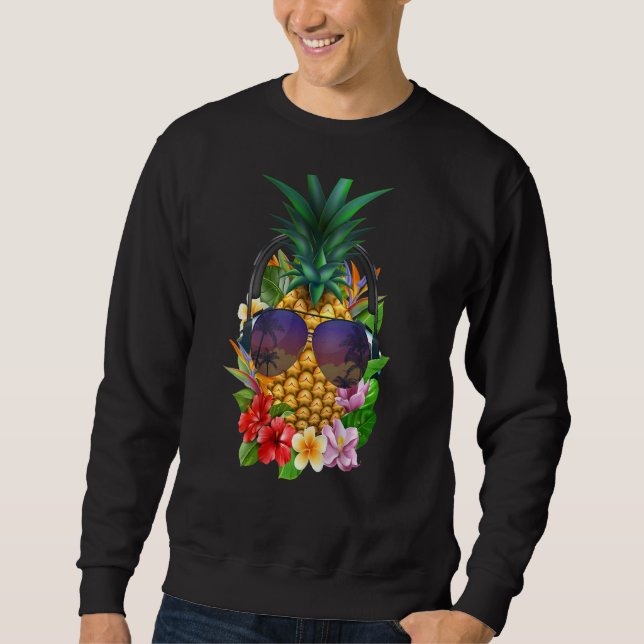 Hawaii Pineaple Aloha Blume Beach Backprint Sweatshirt (Vorderseite)