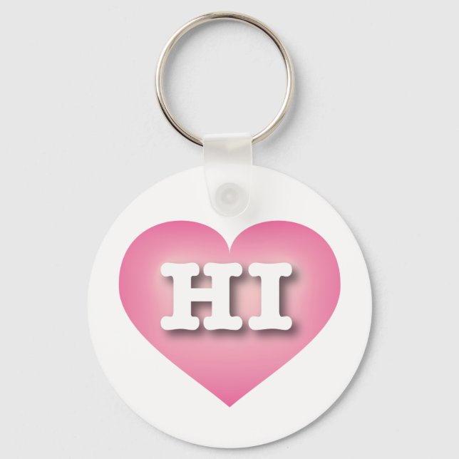 Hawaii Pink Fade Heart - I Liebe HI Schlüsselanhänger (Vorderseite)