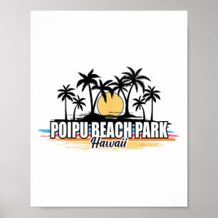 Hawaii Poipu Beach Park Retro-Surfstrand Poster