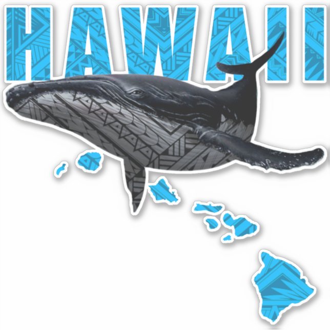 HAWAII-POLYNESISCHE DREIGEL HUMPBACK HAWAII-INSELN AUFKLEBER (Vorderseite)