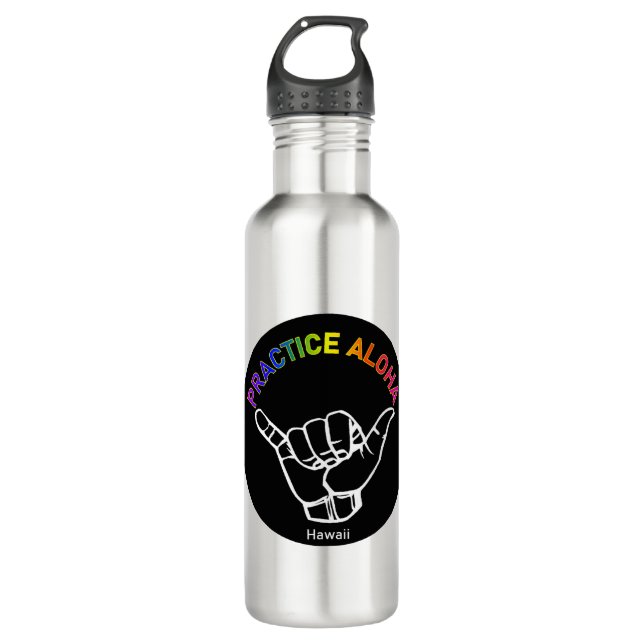 Hawaii praktiziert Aloha Shaka (Hang locker) Edelstahlflasche (Vorderseite)