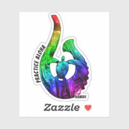 Hawaii Praxis Aloha Honu Tribal Hook NeonRainbow Aufkleber