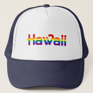 Hawaii Rainbow Text Hat Truckerkappe