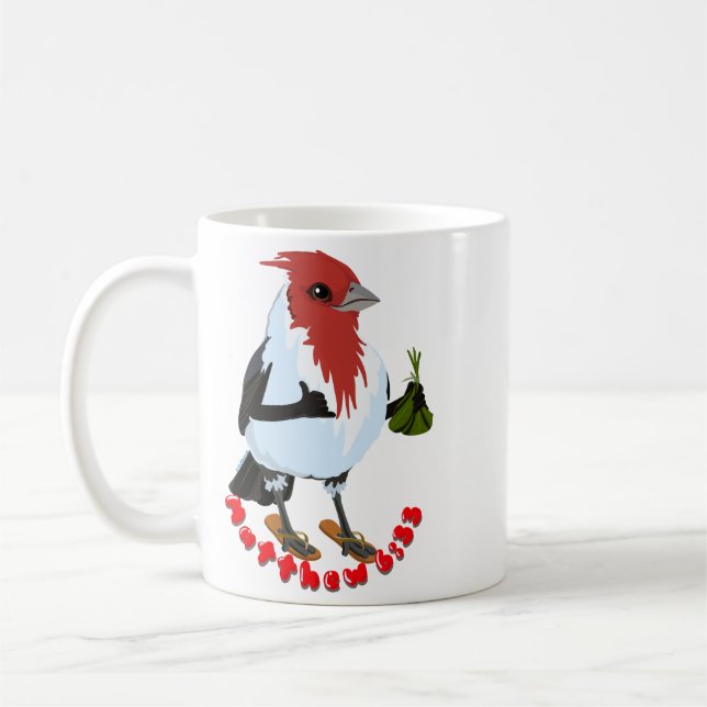 HAWAII RED CRESTED CARDINAL—Bible verse Kaffeetasse (Links)