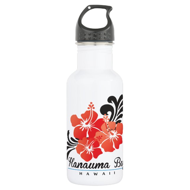 Hawaii Red Hibiskus Blume Edelstahlflasche (Vorderseite)