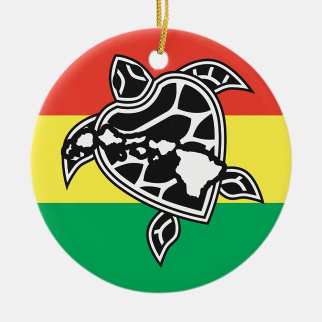Hawaii-Reggae-Schildkröte Keramik Ornament (Vorne)