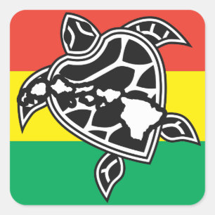 Hawaii Reggae Turtle Quadratischer Aufkleber