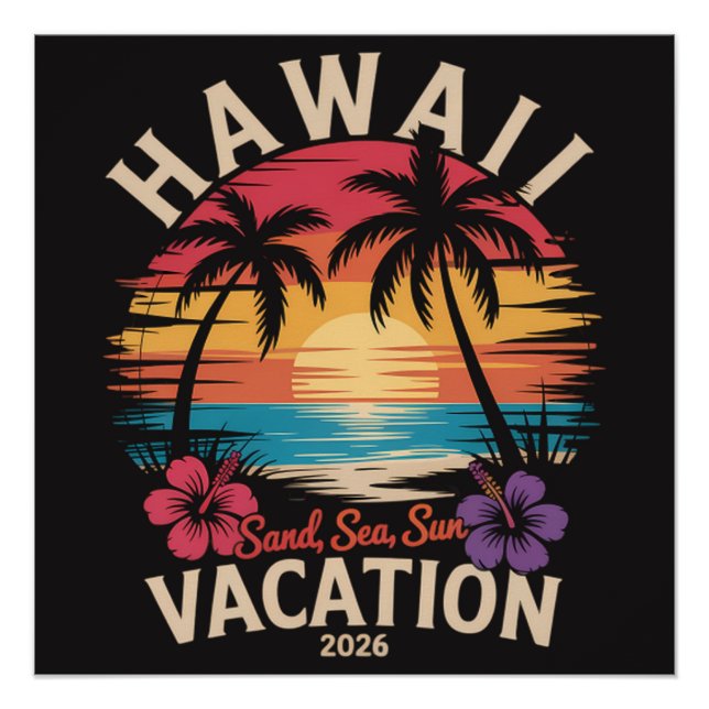 Hawaii-Reise 2026 Sommerferien Strand Poster (Vorderseite)