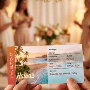 Hawaii-Reise-Überraschung-Bordkarte Einladung