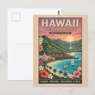 Hawaii-Reiseplakat - Das Aloha-Staat-Paradies Postkarte