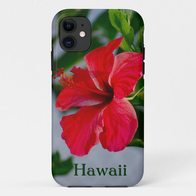 Hawaii-Rot-Hibiskus Case-Mate iPhone Hülle (Rückseite)