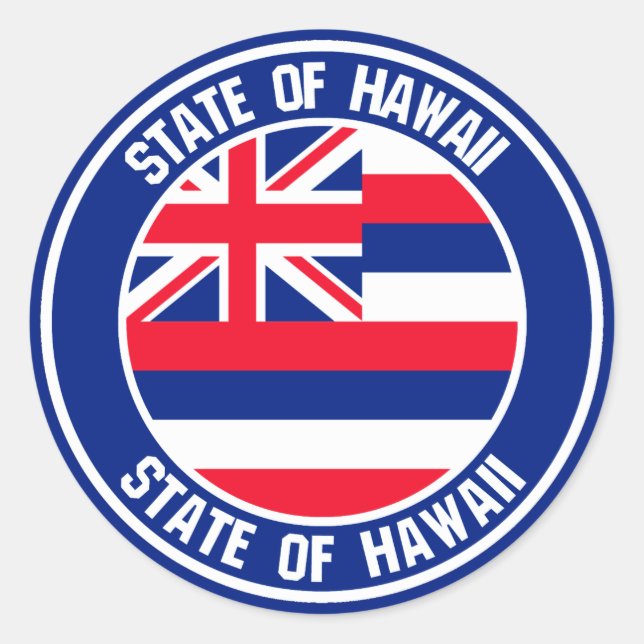 Hawaii Round Emblem Runder Aufkleber (Vorderseite)