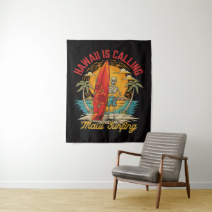 Hawaii ruft Maui Surfen Insel Vibes Wandteppich