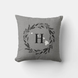 Hawaii Rustic Wreath Monogram Throw Kissen