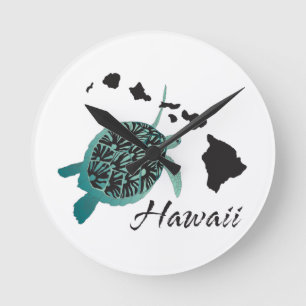 Hawaii Sea Turtle Runde Wanduhr