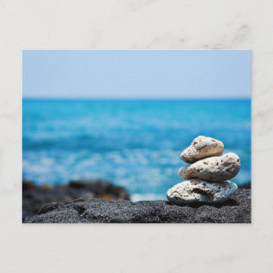 Hawaii Shoreline - Weiße Koralle, schwarze Lavages Postkarte