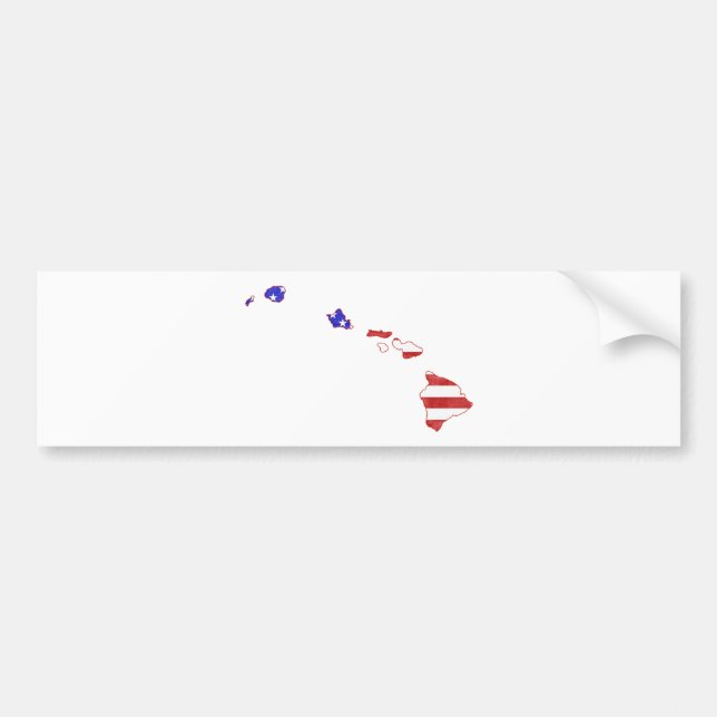 Hawaii Silhouette Staat Map Shaped American Flag Autoaufkleber (Vorne)