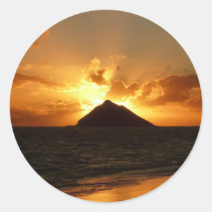 Hawaii-Sonnenaufgang am runden Aufkleber des