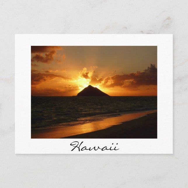 Hawaii Sonnenaufgang Postkarte, weißer Text Postka Postkarte (Vorderseite)