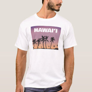 Hawaii-Sonnenuntergang-Palmenbaum-Verlaufs-Himmel- T-Shirt