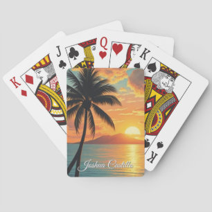 Hawaii-Sonnenuntergangs-Kalligrafie Einfach Profes Spielkarten
