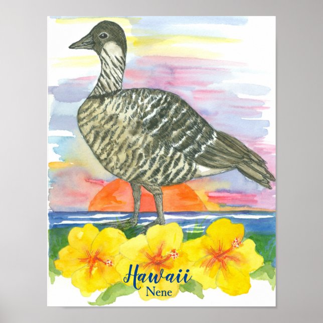 Hawaii Staat Bird Nene Sunset Ocean Poster (Vorne)