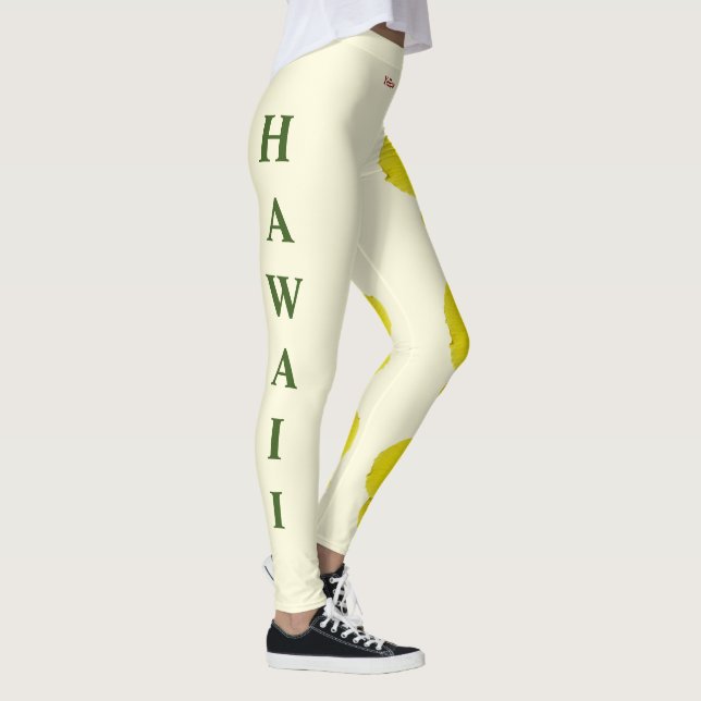 Hawaii Staat Blume Gelber Hibiskus Leggings (Rechts)