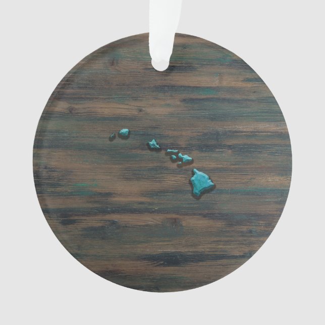 Hawaii-Staat Form Aquamarin Ornament (Vorderseite)