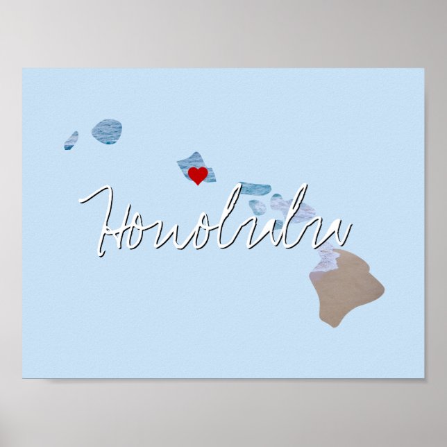 Hawaii Staat Foto-Eingabe und Ortsname Poster (Vorne)