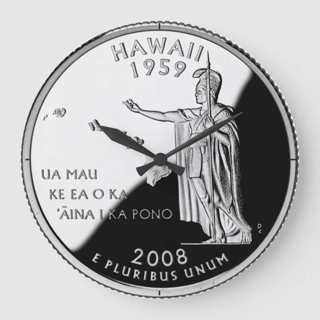 Hawaii Staat Imitate Quarter Clock Große Wanduhr (Vorderseite)