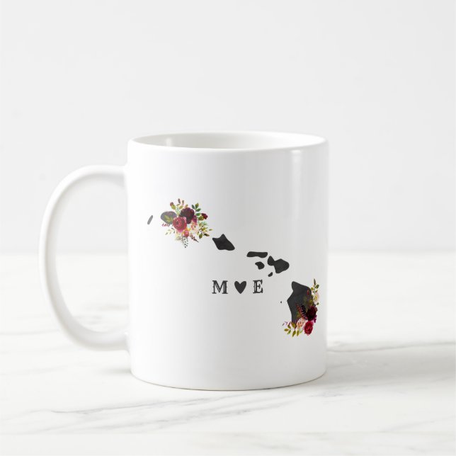 Hawaii Staat Rustic Country Wedding Monogram Kaffeetasse (Links)