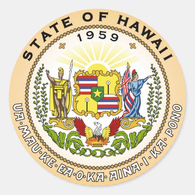 Hawaii Staat Siegel Amerikanische Republik Symbol- Runder Aufkleber (Vorderseite)