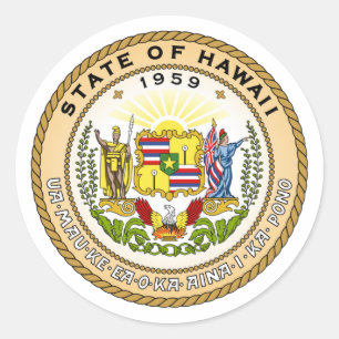 Hawaii Staat Siegel - Runder Aufkleber