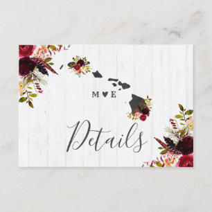 Hawaii Staat Zielort Rustikale Hochzeitdetails Einladung
