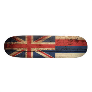 Hawaii-Staats-Flagge auf altem hölzernem Korn Skateboard