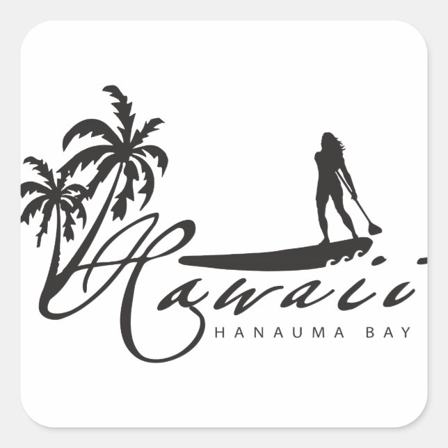 Hawaii Standup Paddle Quadratischer Aufkleber (Vorderseite)