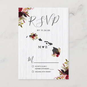 Hawaii State Destination Mariage rustique RSVP