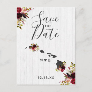 Hawaii State Reiseziel Rustikal Save the Date Ankündigungspostkarte