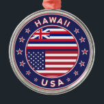 Hawaii sticker, Hawaii, USA Ornament Aus Metall<br><div class="desc">Hawaii sticker, Hawaii, USA Hawaii t-shirt, Hawaii poster, Hawaii sticker, Hawaii wall tapestry, Hawaii tote bag, Hawaii mug, Hawaii coffee mug, Hawaii travel mug, Hawaii tshirt, Hawaii legging Hawaii pillow Hawaii floor pillow Hawaii throw pillow Hawaii bags Hawaii clock Honolulu, Island of Oahu, O'ahu, Waikiki, Waikiki beach, Pearl City, Hilo,...</div>