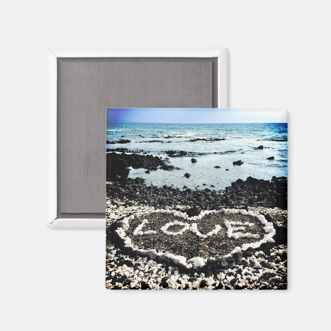 Hawaii Strand Liebe Korallenherz Foto Magnet (Vorderseite/Rückseite)