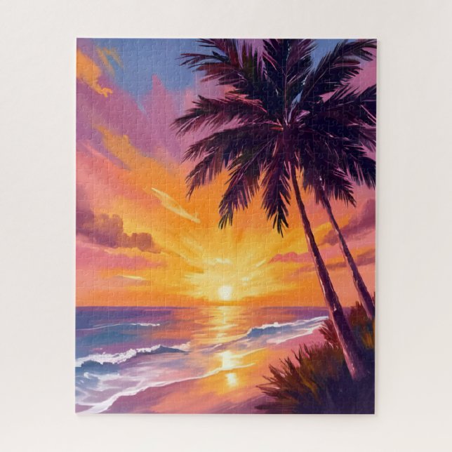 Hawaii-Strand-Sonnenuntergang-Malerei-Reise (Vertikal)