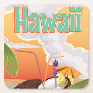 Hawaii-Strandurlaubposter Rechteckiger Pappuntersetzer