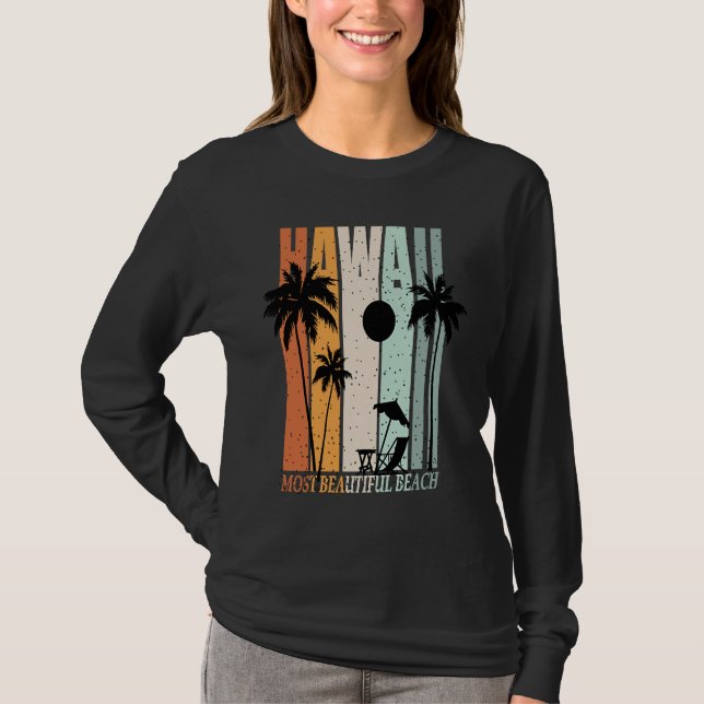 Hawaii Summer Beach Vintage Sunset T-Shirt (Vorderseite)