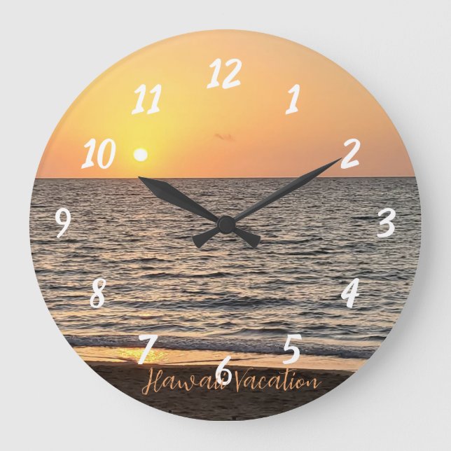 Hawaii Sunset Fotograf Große Wanduhr (Vorderseite)