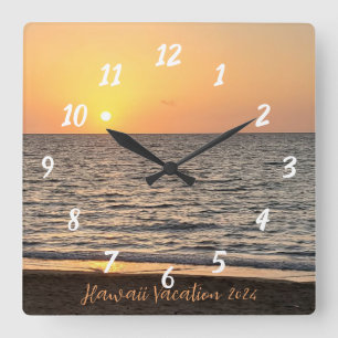 Hawaii Sunset Fotograf Quadratische Wanduhr
