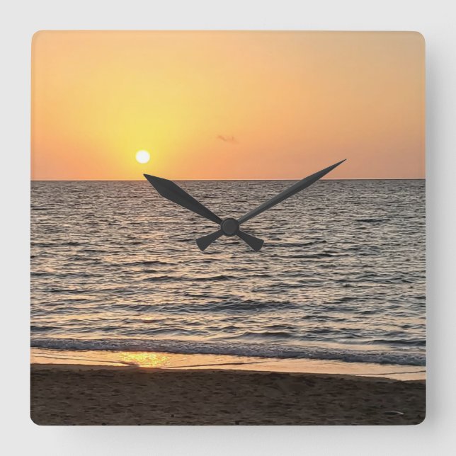 Hawaii Sunset Fotograf Quadratische Wanduhr (Vorderseite)